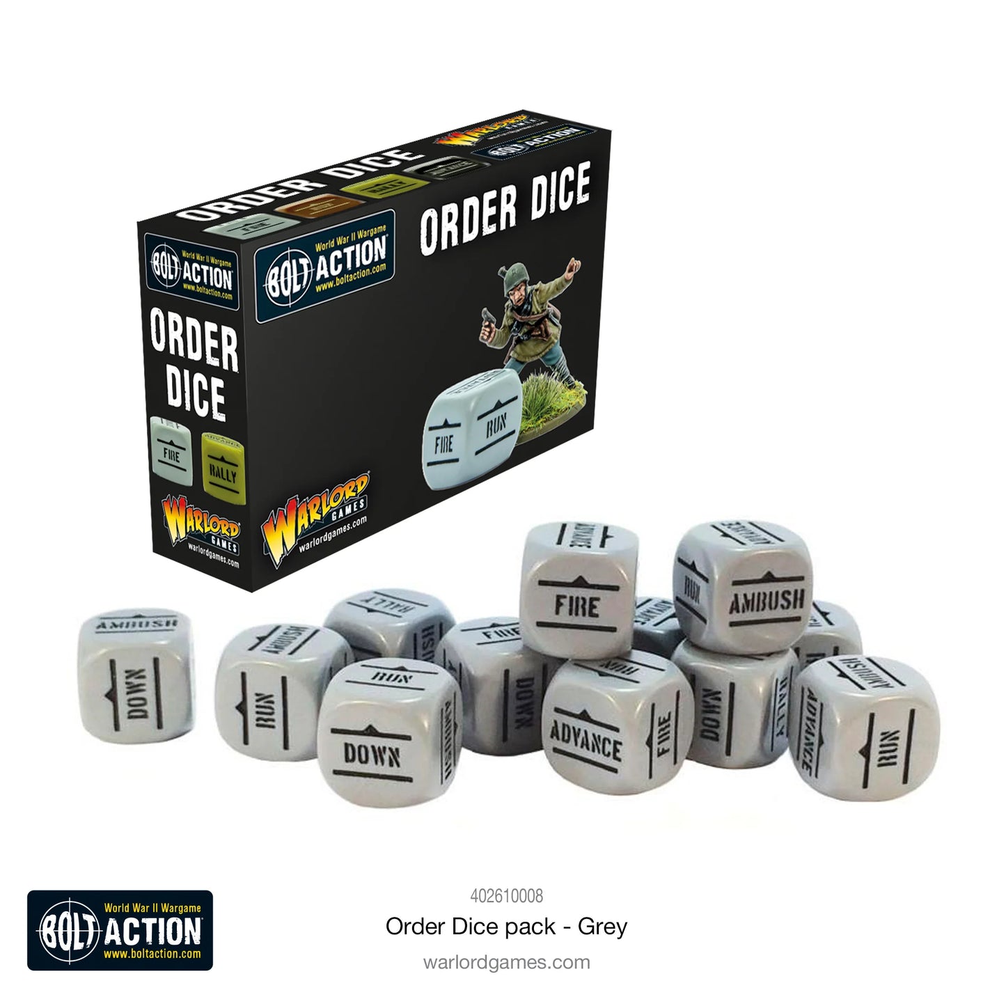 Bolt Action Order Dice Grey
