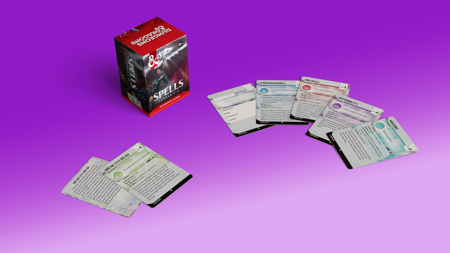 Dungeons and Dragons Reference Cards - Spells: Levels 2-3