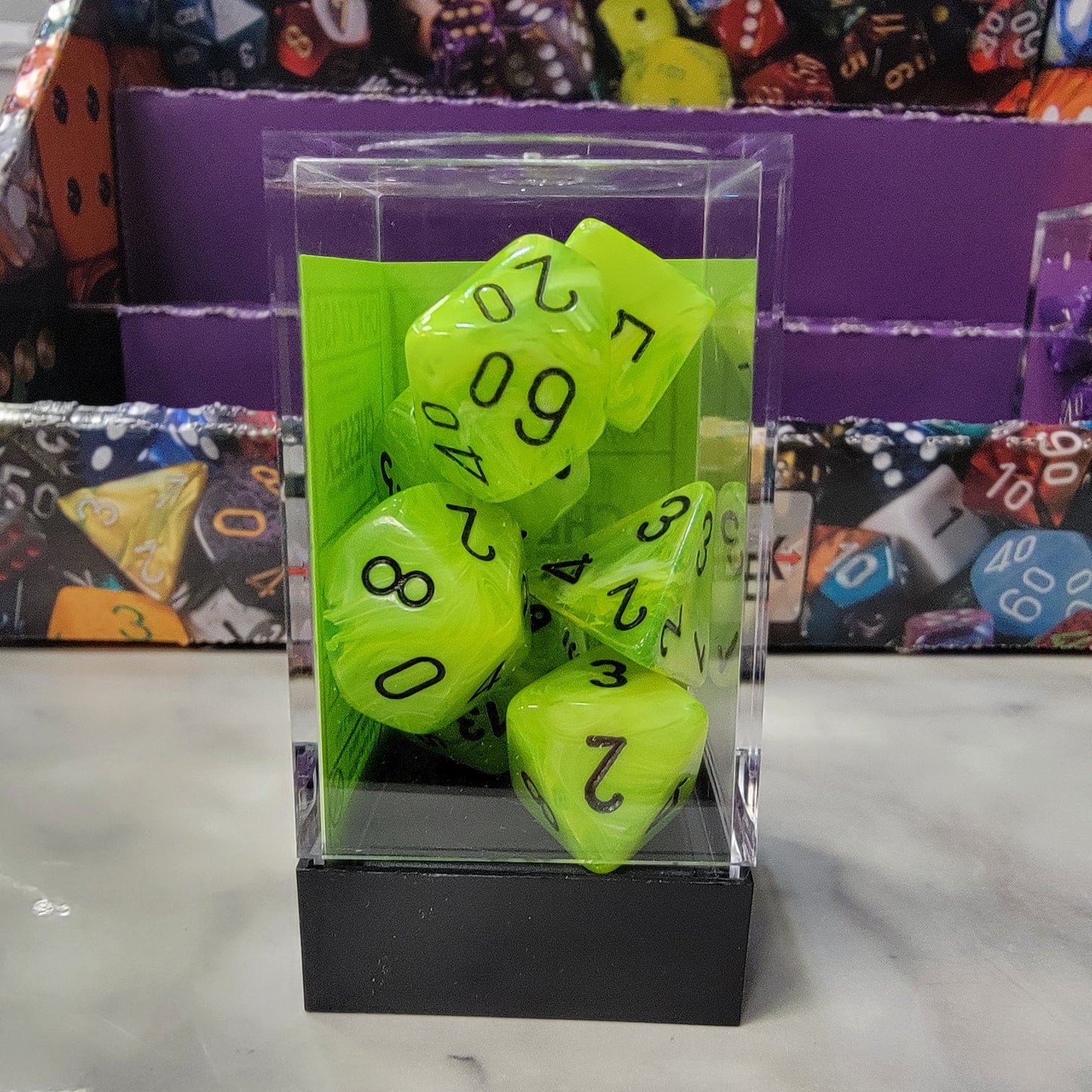 CHESSEX Vortex Bright Green/Black 7 Die Set