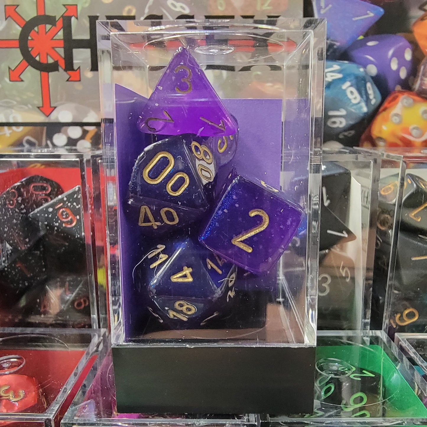 CHX 27587 Borealis Royal Purple/Gold 7 Dice Set