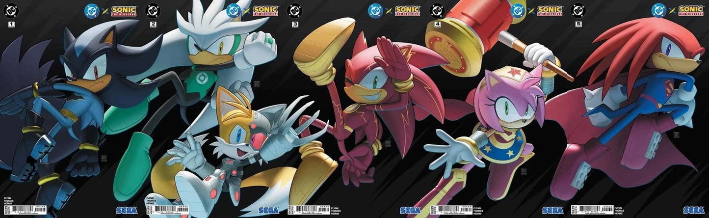 DC X Sonic The Hedgehog FULL SET OF FIVE 6th Print Deegeemin Connecting FCBD Variants