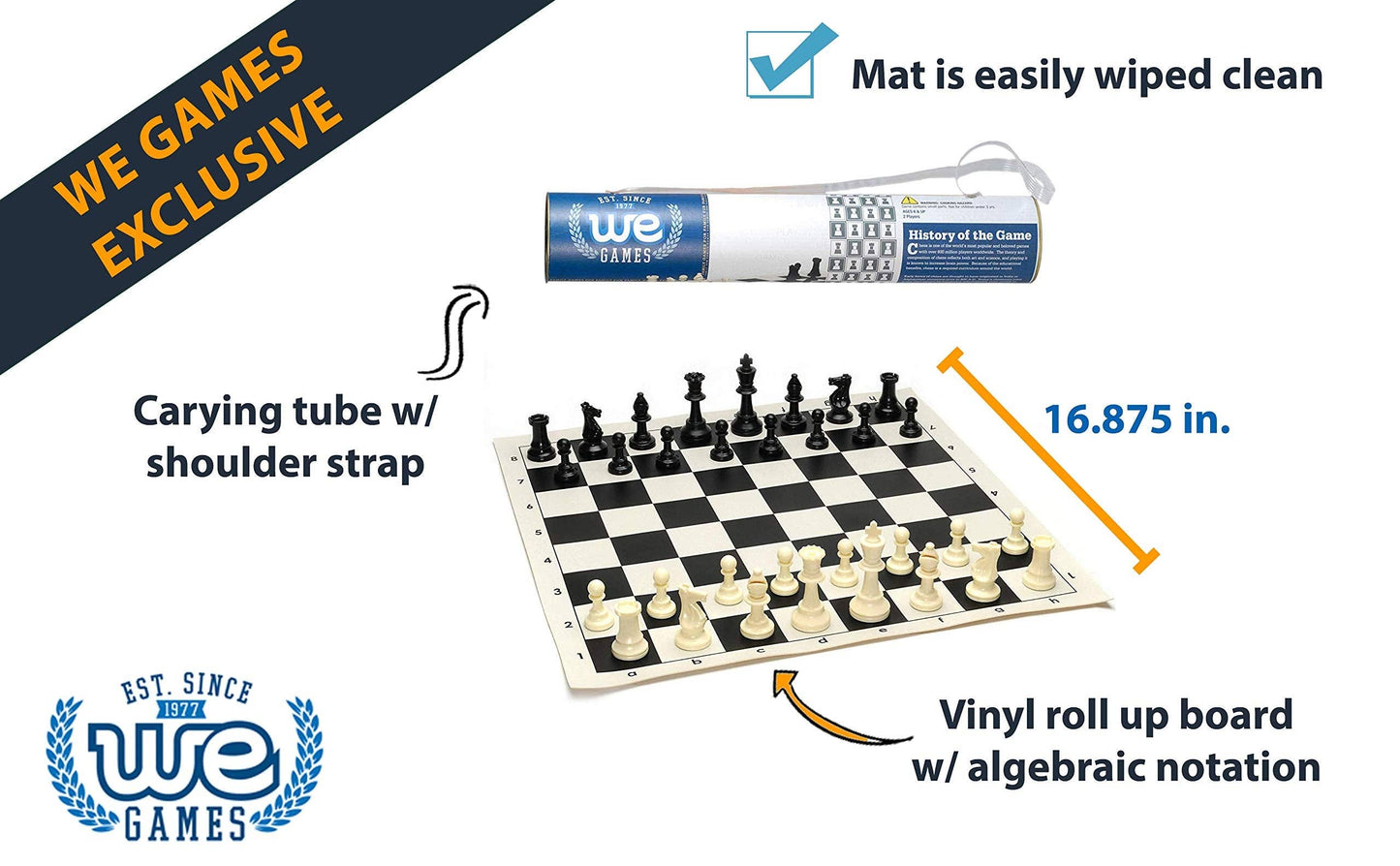 Travel Chess Set for Adults and Beginners, 17 in. Roll-Up