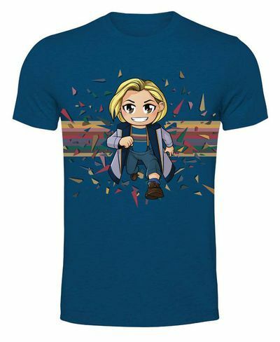 13th Doctor Kawaii Rainbow - Metro Blue T-shirt XXL