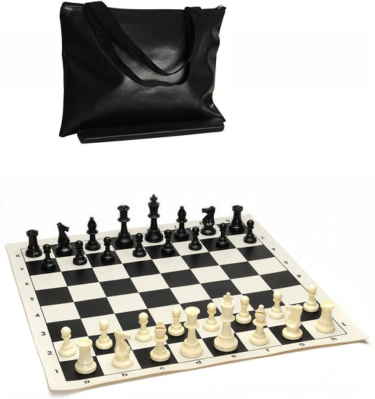 WE Games Tournament Chess Pack, Rollup Board, Tote, Staunton King 3.75 in.