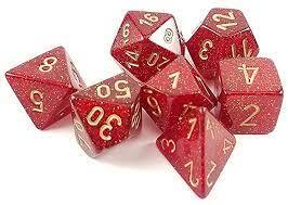 CHX Mini Glitter 7 Dice Set Ruby Red/Gold