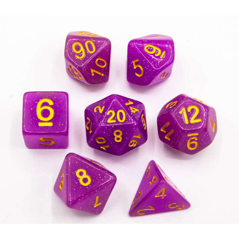 Purple & Gold Jelly 7 Dice Set