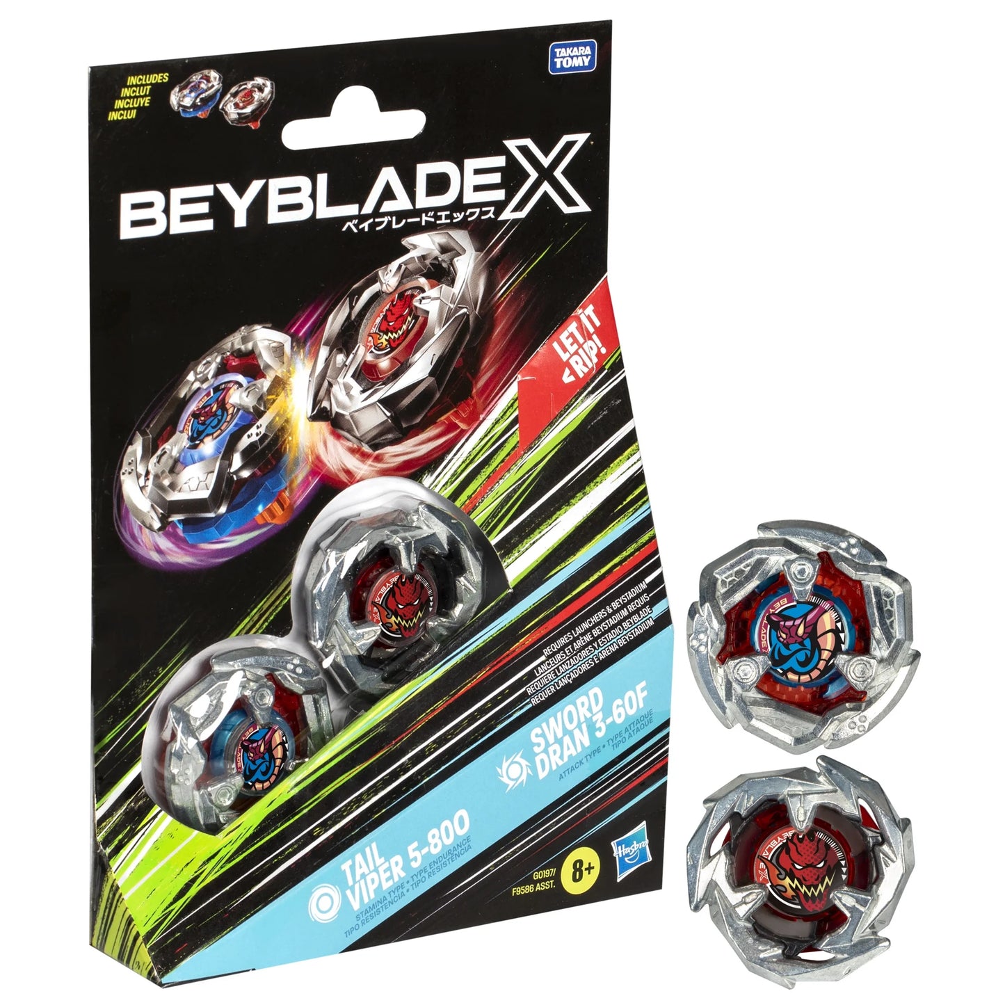 Beyblade X Tail Viper 5-80O Sword Dran 3-60F Dual Pack