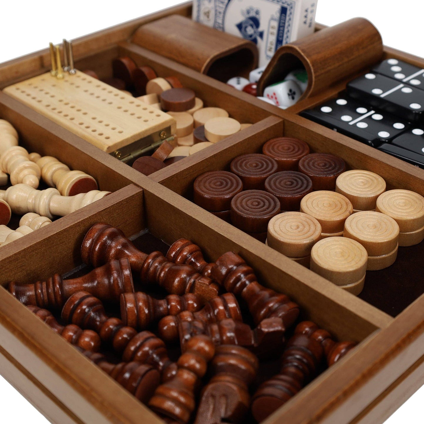 Walnut 7-Games-in-1 Combination Game Set