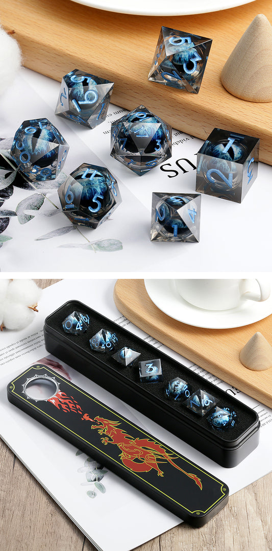Sharp Edge Dice Set (7pcs) (Dragon Eye) [Blue]