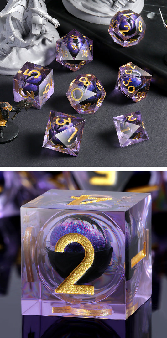 Sharp Edge Dice Set (7pcs) (Dragon Eye) [Purple]