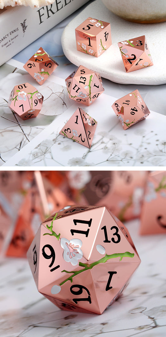 Metal & Enamel Dice Set (7pcs) (Sakura) [Copper & White]