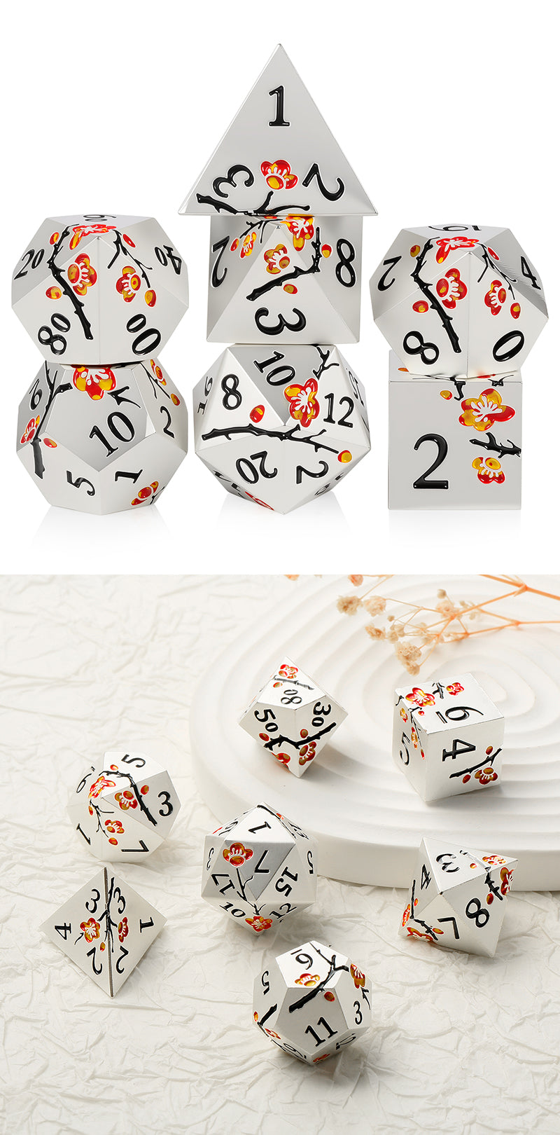 Metal & Enamel Dice Set (7pcs) (Sakura) [Fragrant]