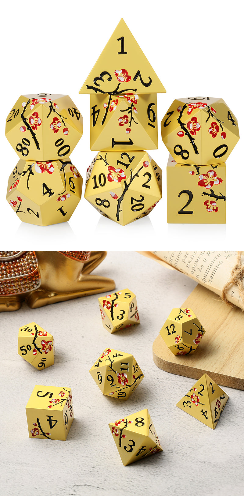 Metal & Enamel Dice Set (7pcs) (Sakura) [Prosperity]