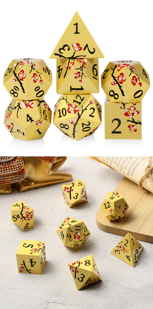 Metal & Enamel Dice Set (7pcs) (Sakura) [Prosperity]