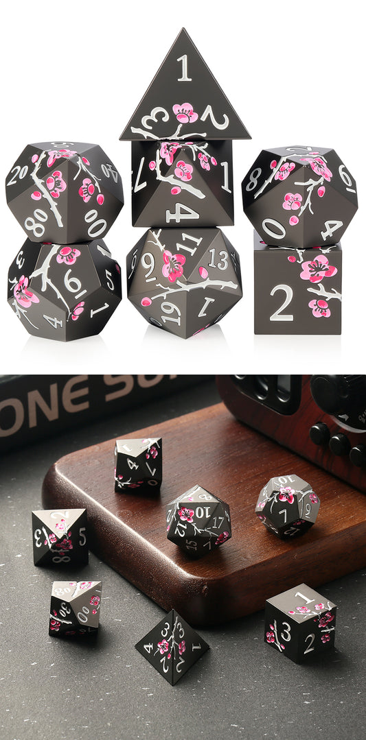 Metal & Enamel Dice Set (7pcs) (Sakura) [Night Blossom]