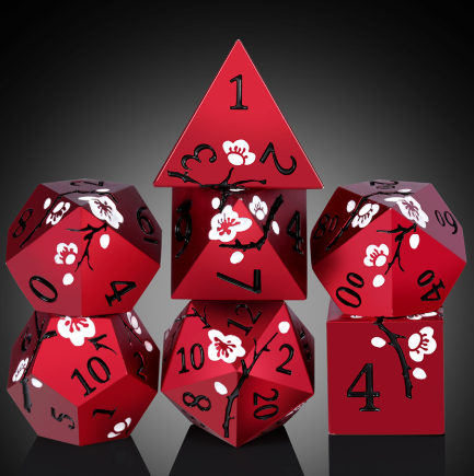 Metal & Enamel Dice Set (7pcs) (Sakura) [Red]