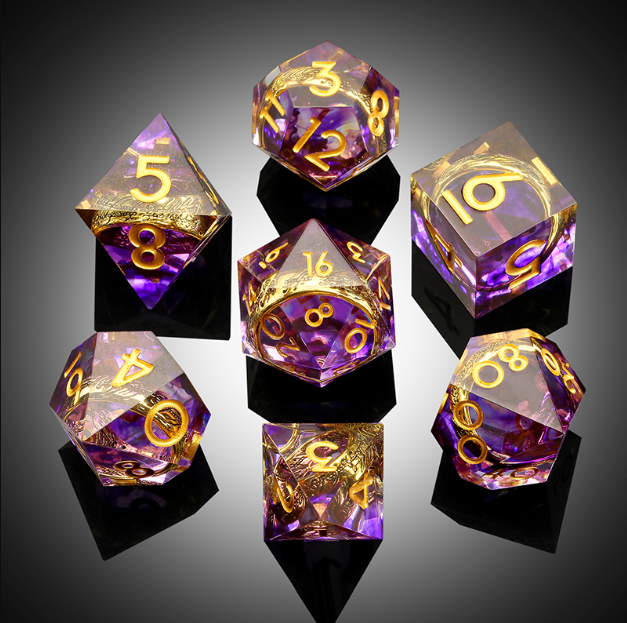 Sharp Edge Dice Set (7pcs) (Rings) [Purple]
