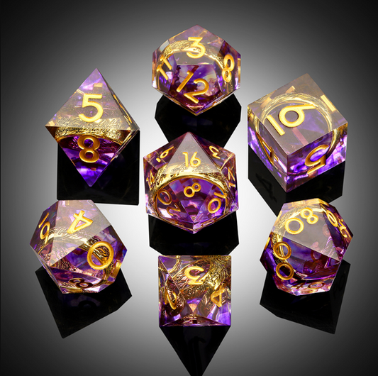 Sharp Edge Dice Set (7pcs) (Rings) [Purple]