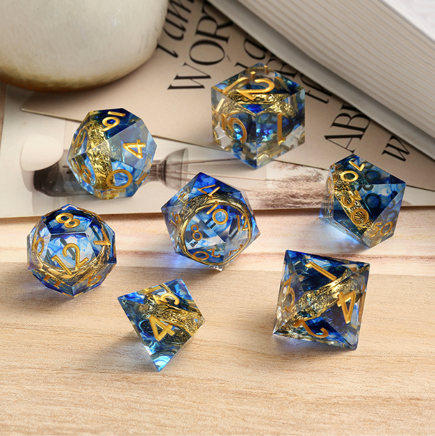 Sharp Edge Dice Set (7pcs) (Rings) [Blue]