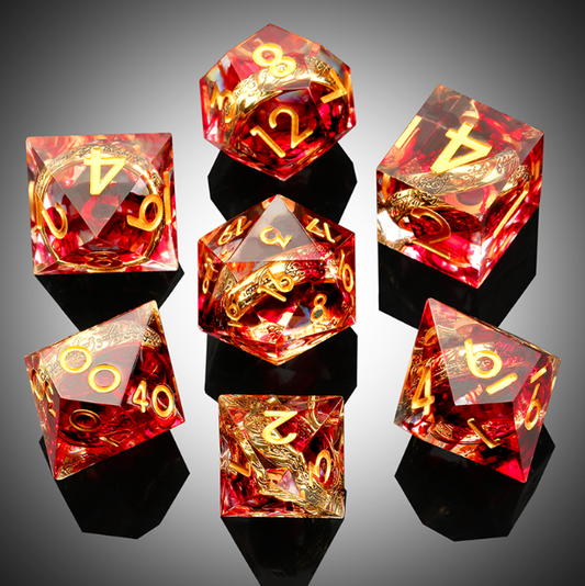 Sharp Edge Dice Set (7pcs) (Rings) [Red]