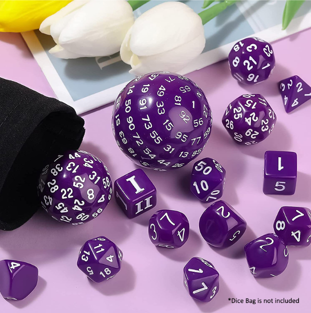 Complete Dice Set D3-D100 (15pcs) [Purple]