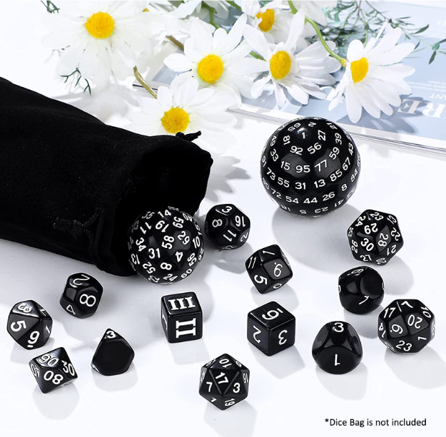 Complete Dice Set D3-D100 (15pcs) [Black]