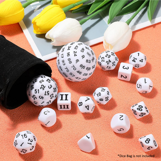 Complete Dice Set D3-D100 (15pcs) [White]