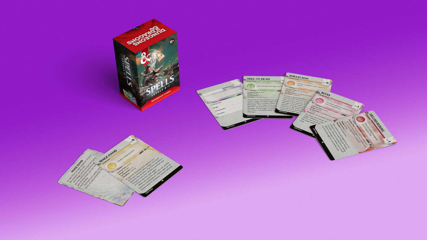 Dungeons and Dragons Reference Cards - Spells: Levels 0-1