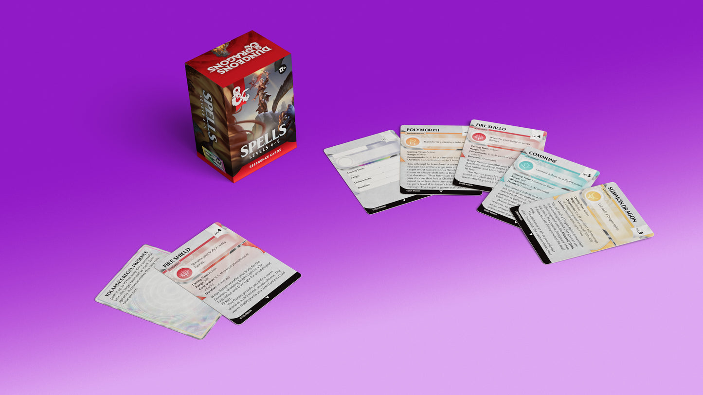 Dungeons and Dragons Reference Cards - Spells: Levels 4-5